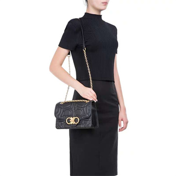 salvatore ferragamo quilted gancini leather chain shoulder bag #21h168